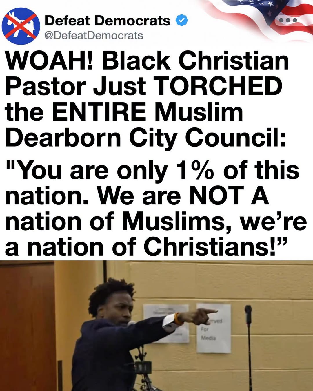 Black Pastor Confronts Dearborn City Council in Defense of America’s Christian Heritage