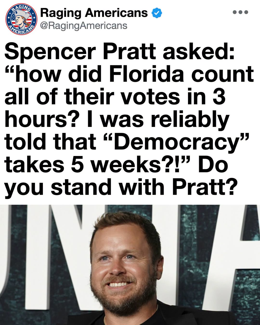 Spencer Pratt Exposes The Big Question: Why Can Florida Count Every Vote In Three Hours While Others Take Weeks?
