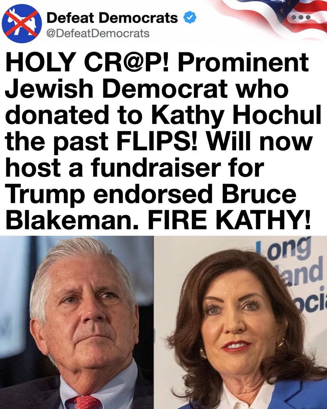 Massive Political Shift: Prominent Democratic Donor Abandons Kathy Hochul to Back Bruce Blakeman