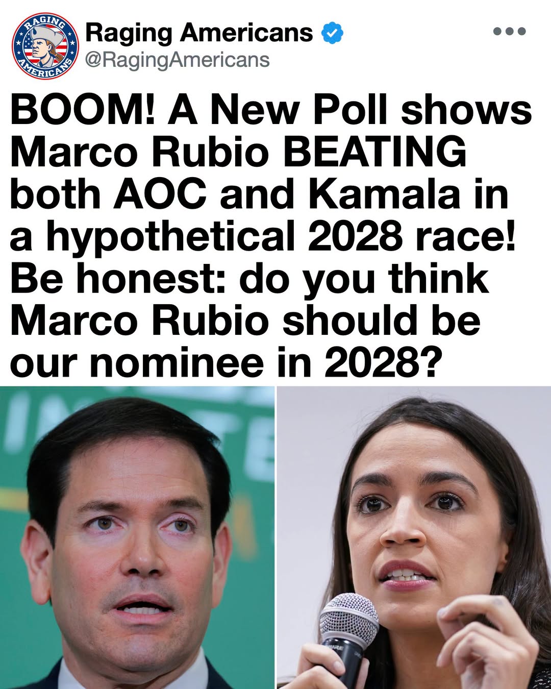 The Radical Left Just Got a Wake-Up Call: Rubio Dominates 2028 Matchup Against AOC and Kamala