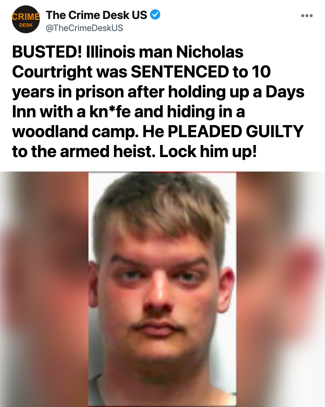 Illinois Man Sentenced to 10 Years in Prison for Armed Robbery After Evading Police in Makeshift Woodland Camp