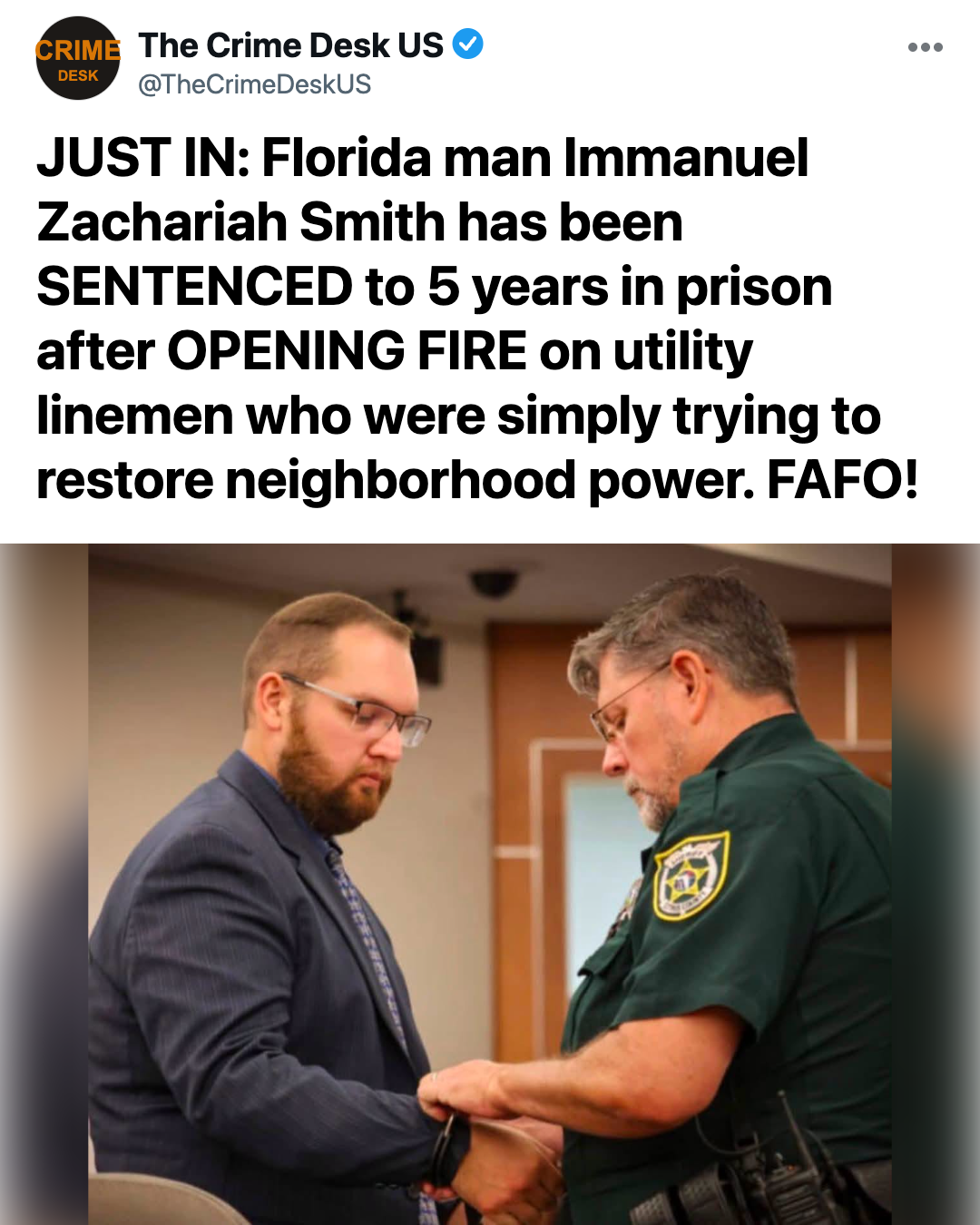 He Opened Fire on Linemen Restoring Power to His Own Neighborhood — Now He Is Heading to Prison