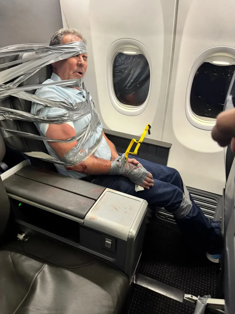 Fired Arizona realtor Layne Lundeen, duct-taped during a viral American Airlines meltdown, claims he remembers nothing